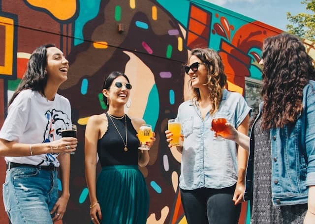 Friends enjoying local events together